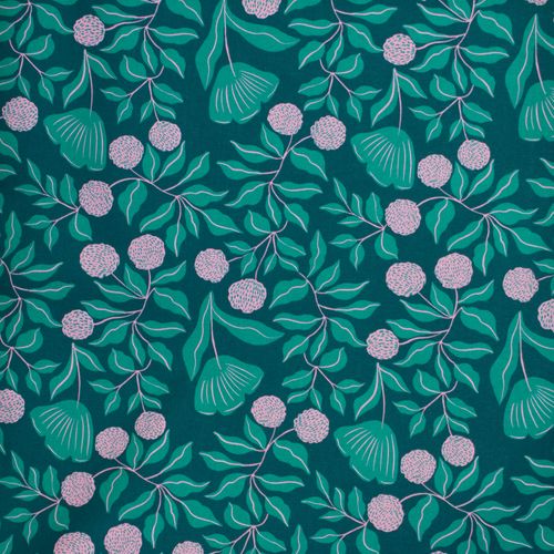 Groene canvas met roze lianen